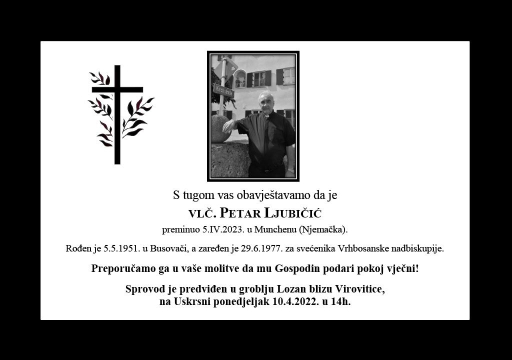 Preminuo vlč. Petar Ljubičić