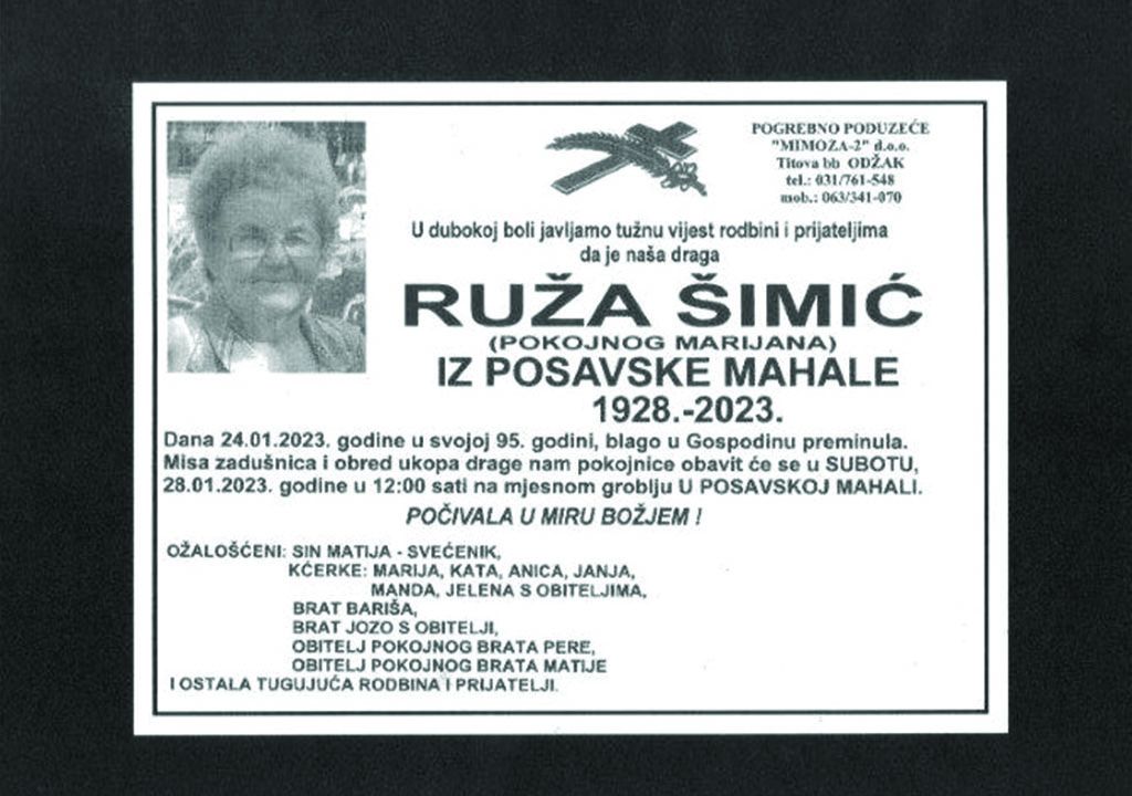 Preminula Ruža Šimić, majka vlč. Matije